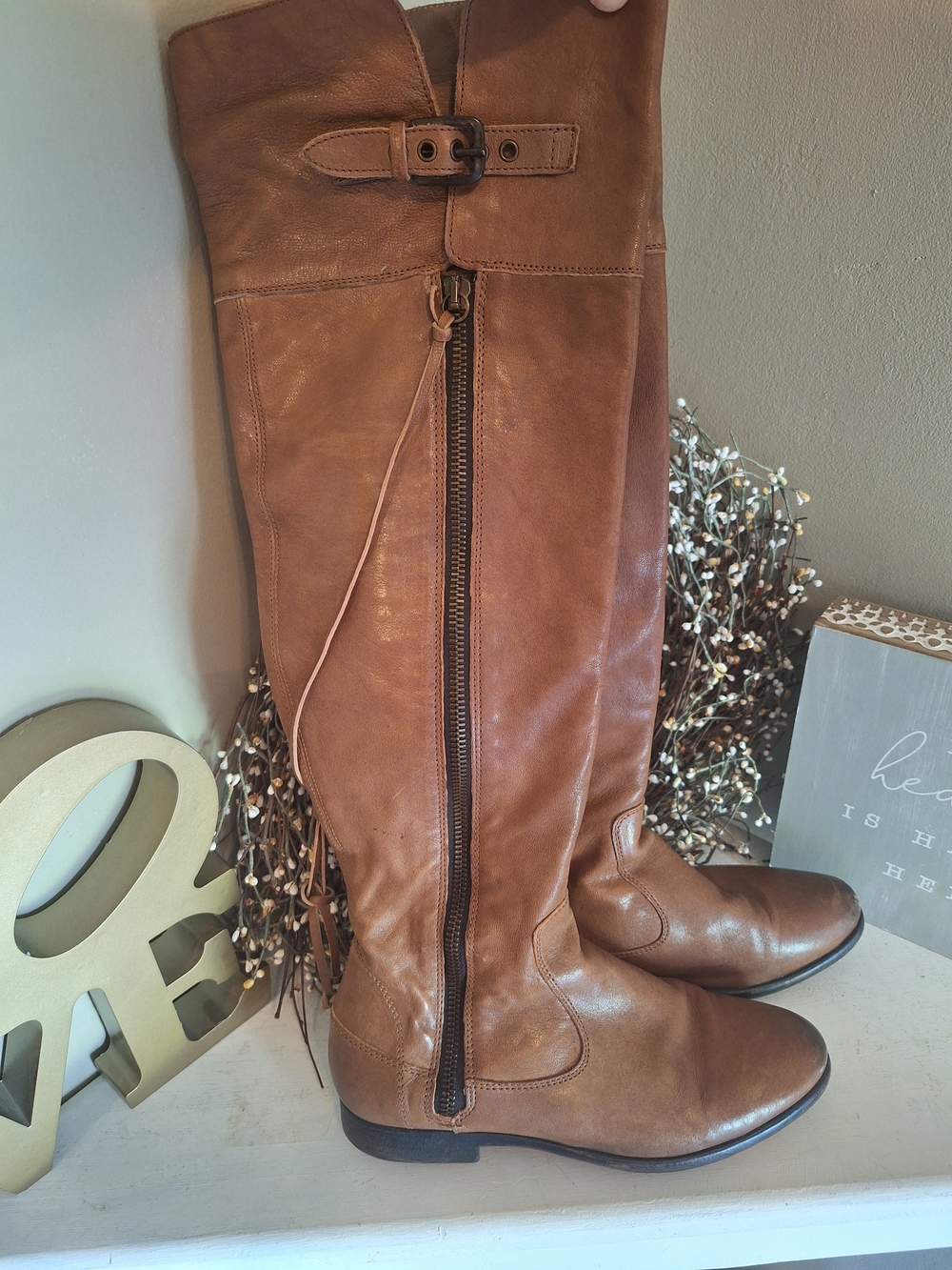 Ugg Made In Italy Tall Tan Leather Riding Boots 7.5